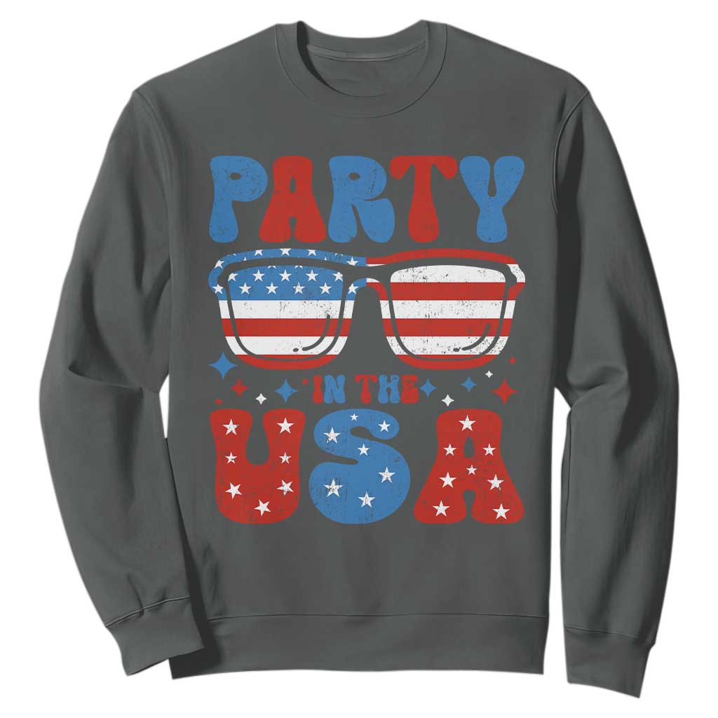 Party in The USA Sweatshirt 4th of July Independence Day TS10 Dark Heather Print Your Wear