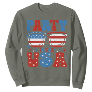 Party in The USA Sweatshirt 4th of July Independence Day TS10 Military Green Print Your Wear