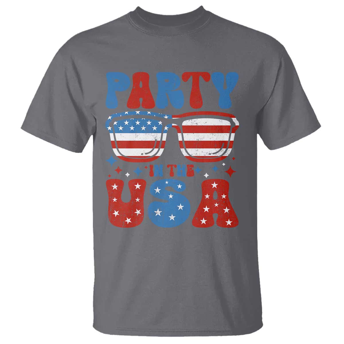 Party in The USA T Shirt 4th of July Independence Day TS10 Charcoal Print Your Wear