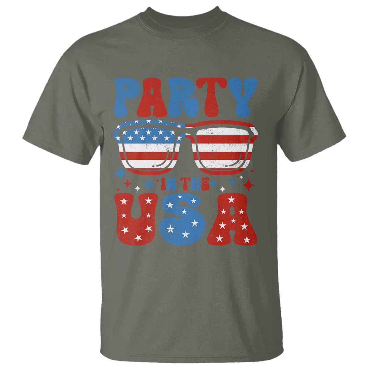 Party in The USA T Shirt 4th of July Independence Day TS10 Military Green Print Your Wear