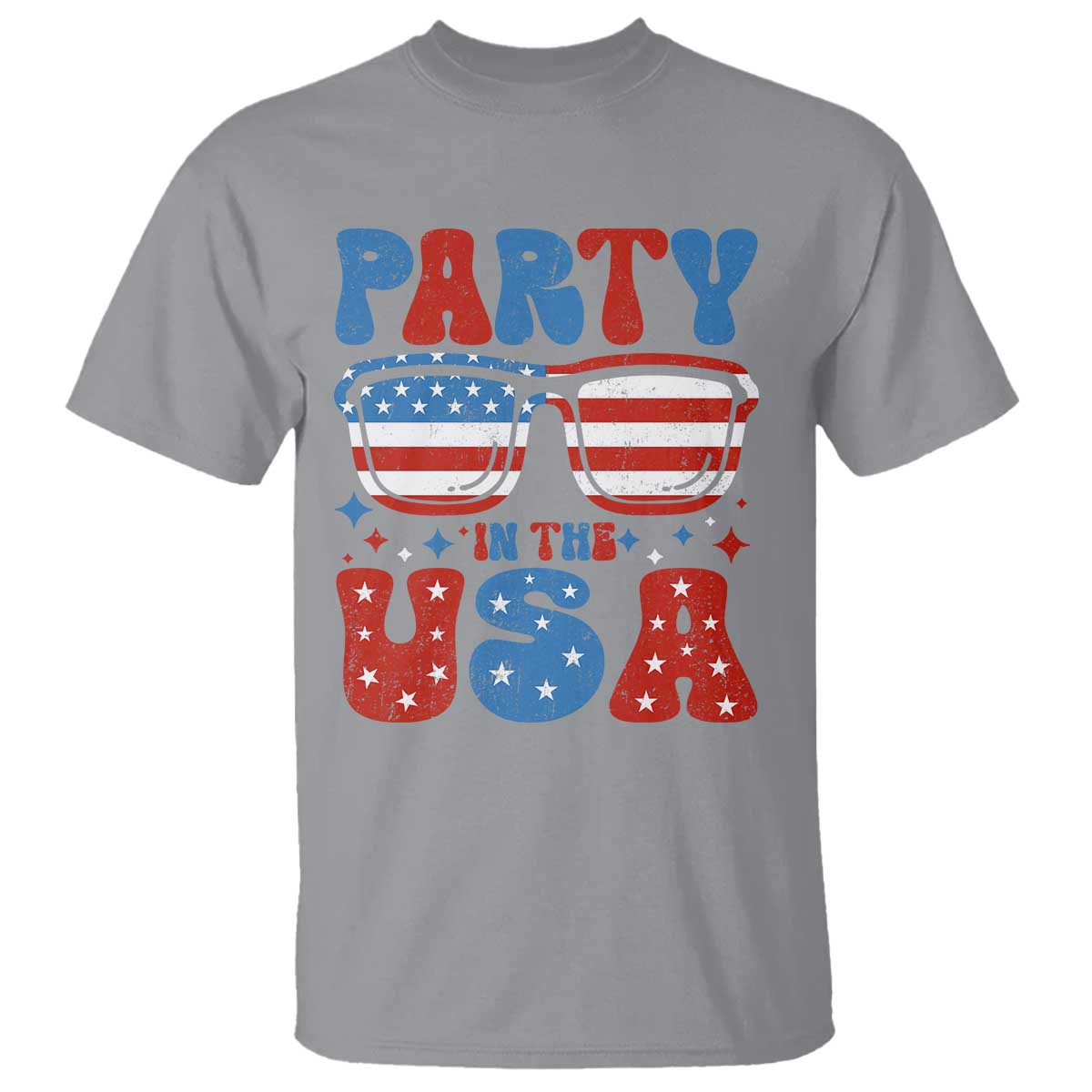 Party in The USA T Shirt 4th of July Independence Day TS10 Sport Gray Print Your Wear