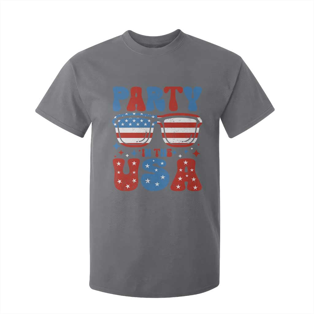 Party in The USA T Shirt For Kid 4th of July Independence Day TS10 Charcoal Print Your Wear