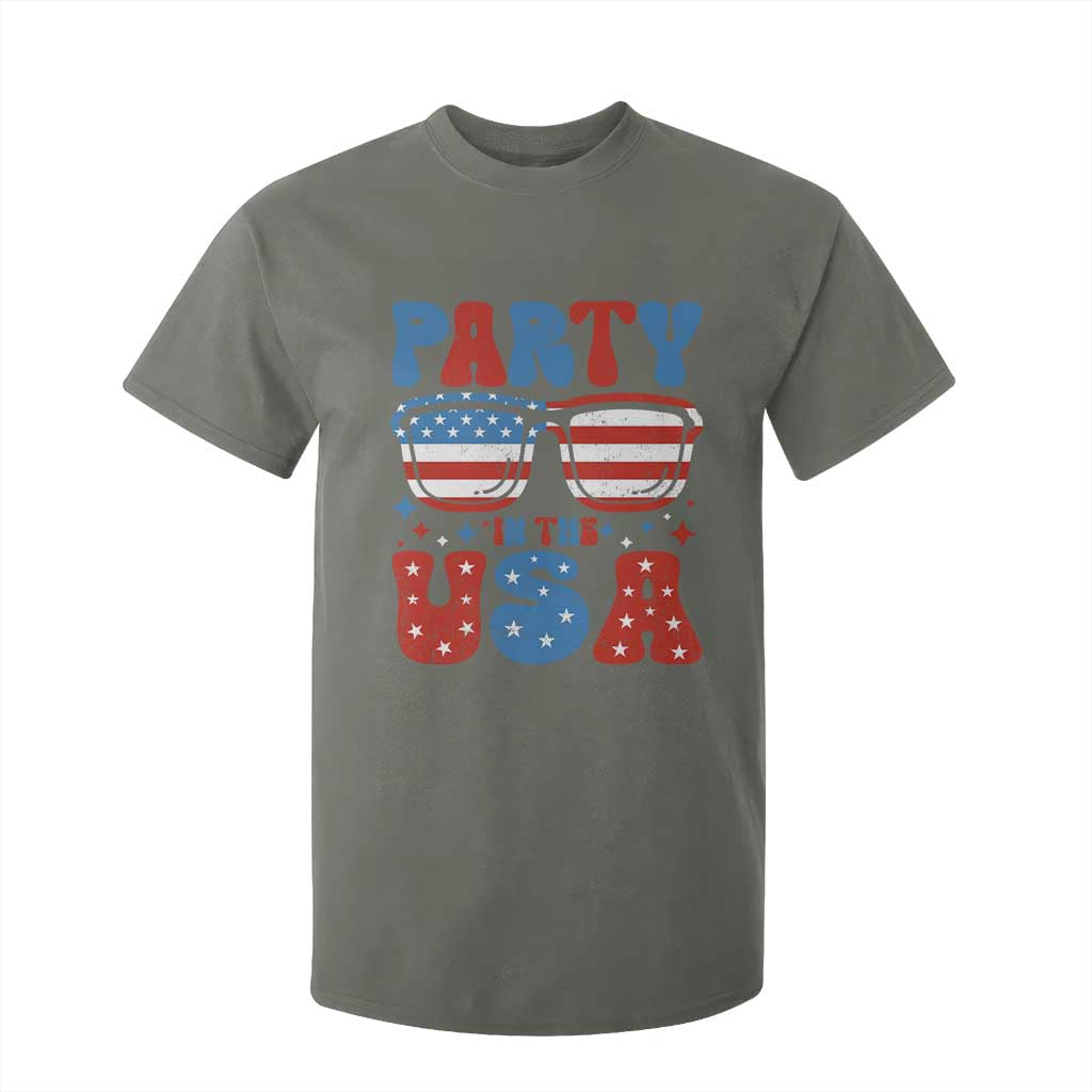 Party in The USA T Shirt For Kid 4th of July Independence Day TS10 Military Green Print Your Wear