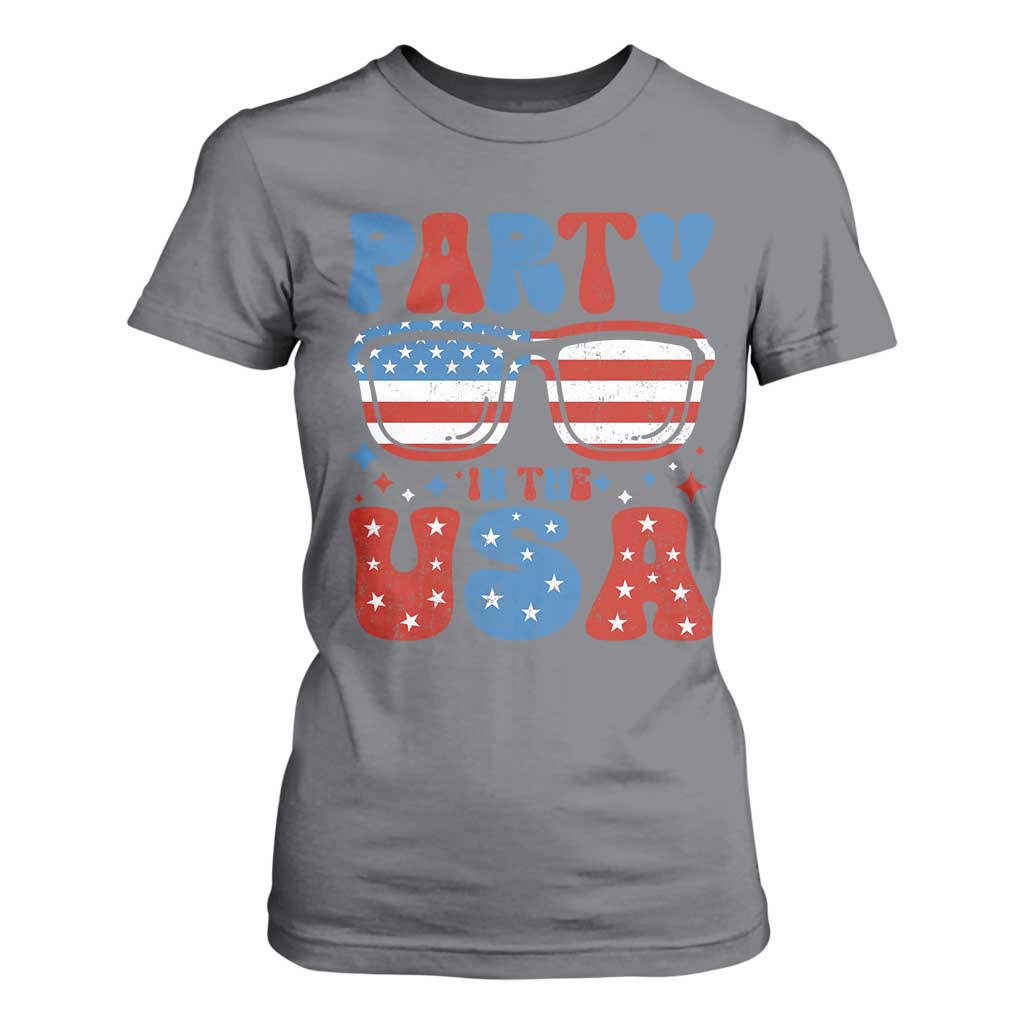 Party in The USA T Shirt For Women 4th of July Independence Day TS10 Charcoal Print Your Wear