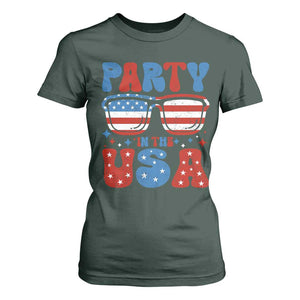 Party in The USA T Shirt For Women 4th of July Independence Day TS10 Dark Forest Green Print Your Wear