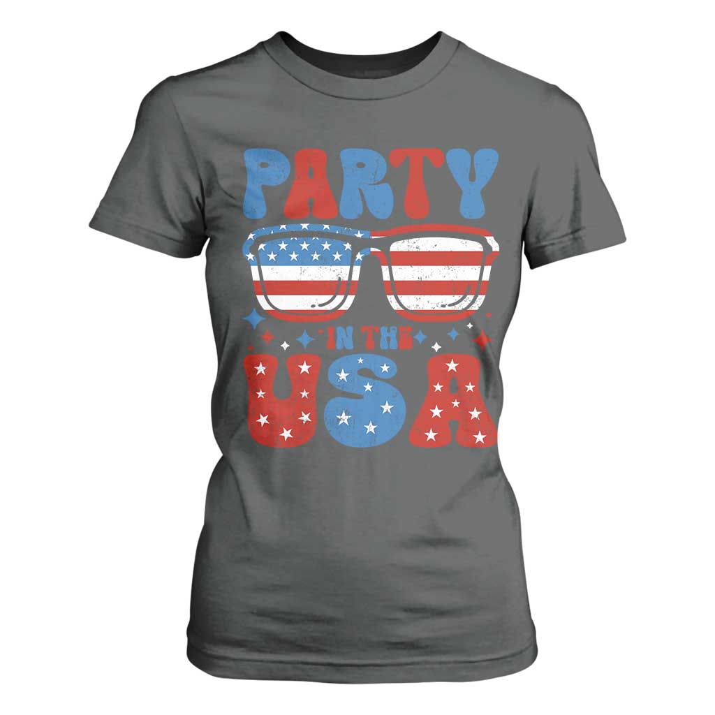 Party in The USA T Shirt For Women 4th of July Independence Day TS10 Dark Heather Print Your Wear