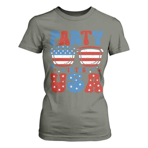 Party in The USA T Shirt For Women 4th of July Independence Day TS10 Military Green Print Your Wear