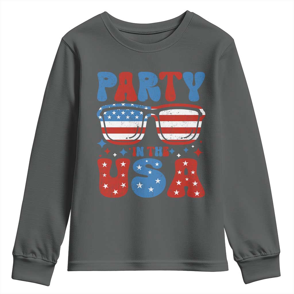 Party in The USA Youth Sweatshirt 4th of July Independence Day TS10 Dark Heather Print Your Wear