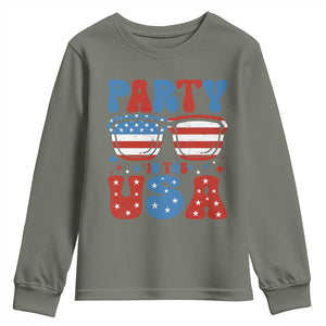 Party in The USA Youth Sweatshirt 4th of July Independence Day TS10 Military Green Print Your Wear