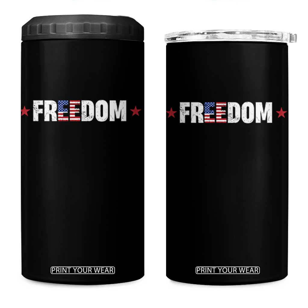 Patriotic 4 in 1 Can Cooler Tumbler Freedom American Flag 4th of July TS10 One Size: 16 oz Black Print Your Wear