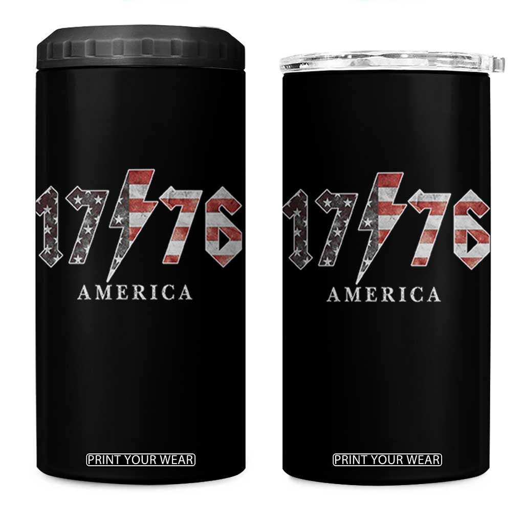 Patriotic 4th Of July 1776 America Classic Rock 4 in 1 Can Cooler Tumbler Vintage American Flag TS11 One Size: 16 oz Black Print Your Wear