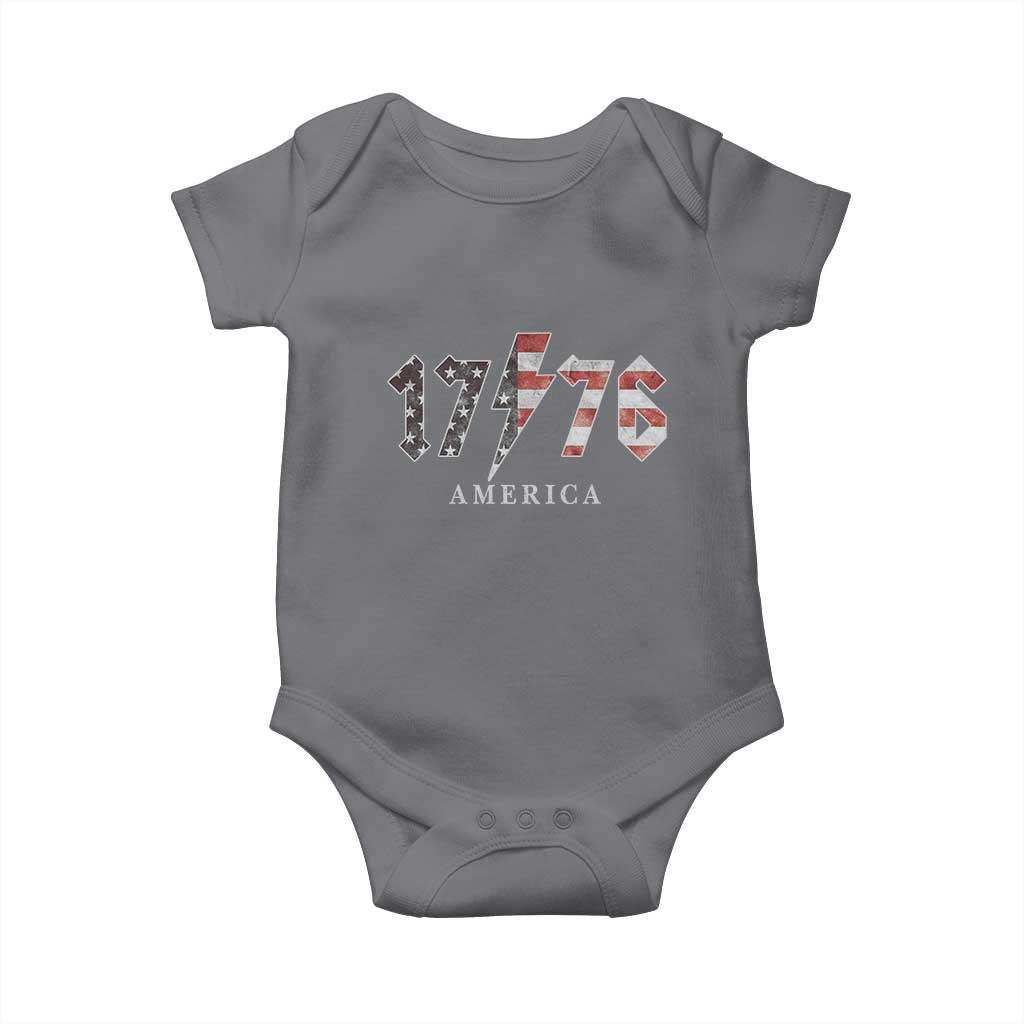 Patriotic 4th Of July 1776 America Classic Rock Baby Onesie Vintage American Flag TS11 Charcoal Print Your Wear