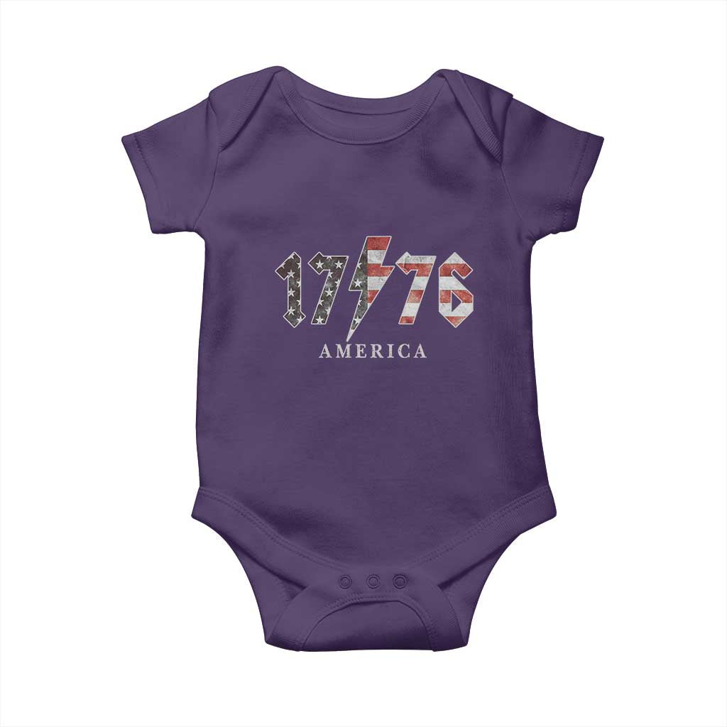 Patriotic 4th Of July 1776 America Classic Rock Baby Onesie Vintage American Flag TS11 Purple Print Your Wear
