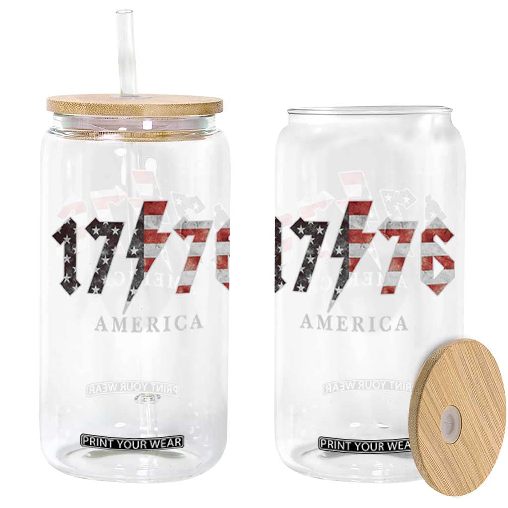 Patriotic 4th Of July 1776 America Classic Rock Glass Can Vintage American Flag TS11 Black Print Your Wear
