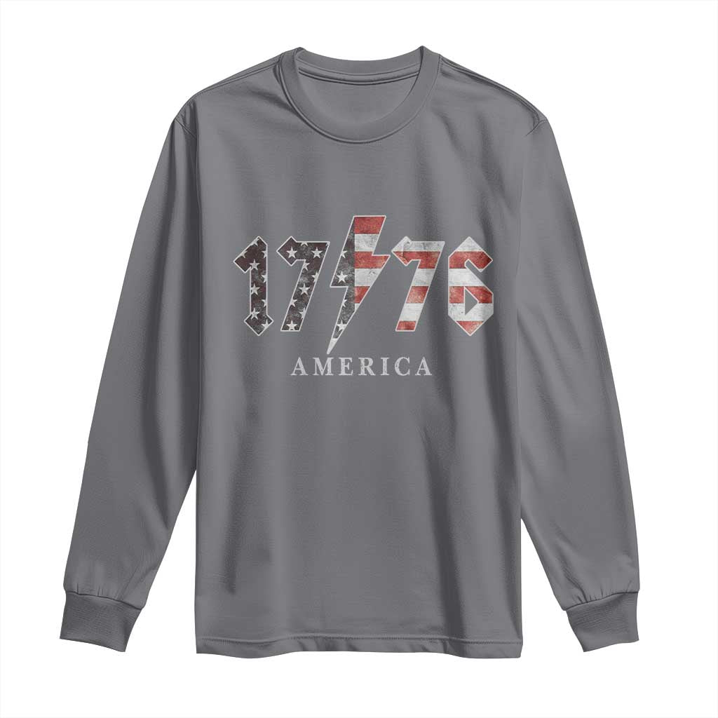 Patriotic 4th Of July 1776 America Classic Rock Long Sleeve Shirt Vintage American Flag TS11 Charcoal Print Your Wear