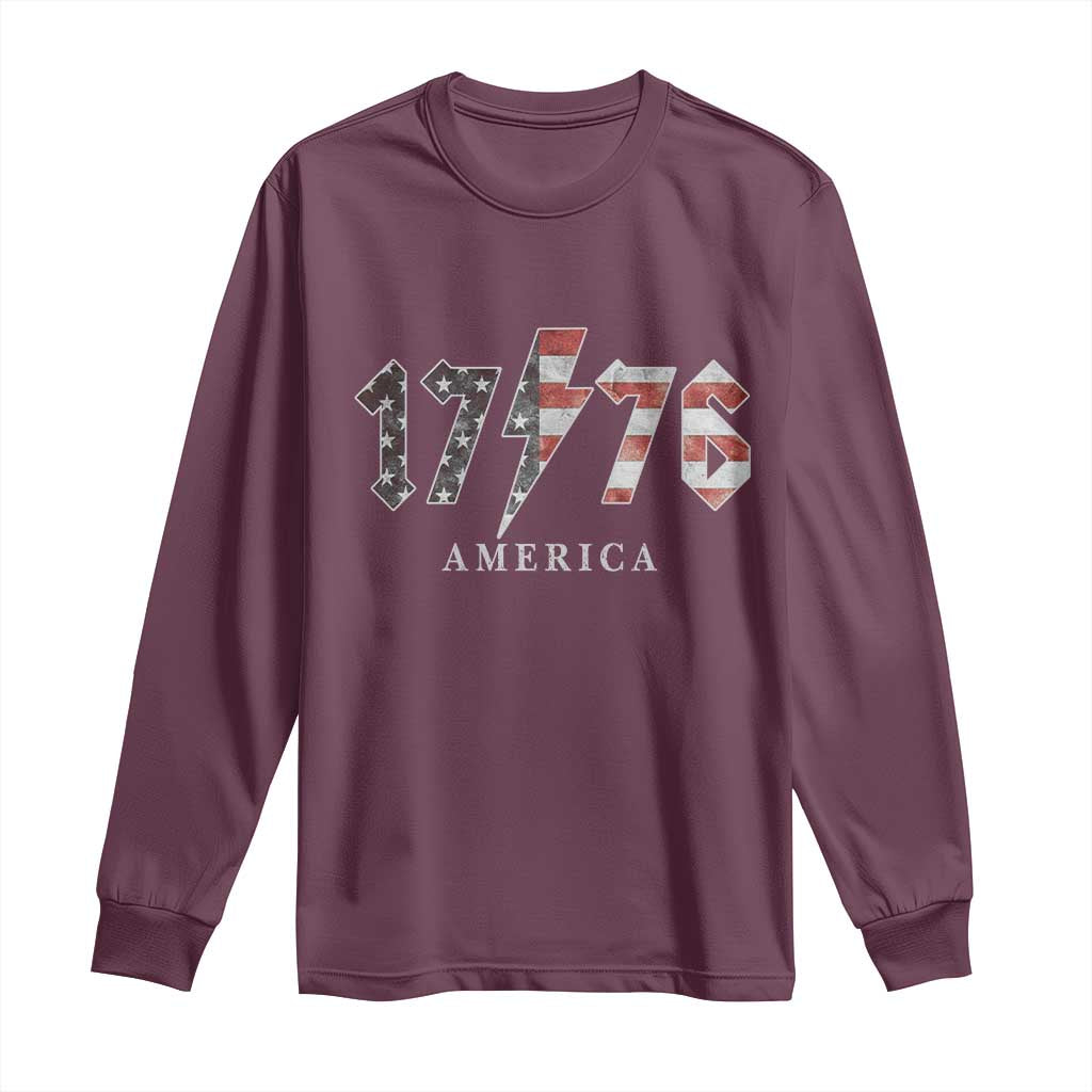 Patriotic 4th Of July 1776 America Classic Rock Long Sleeve Shirt Vintage American Flag TS11 Maroon Print Your Wear