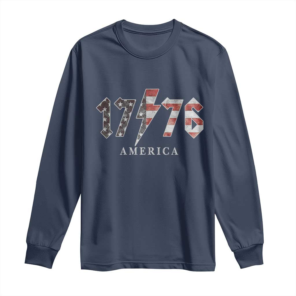 Patriotic 4th Of July 1776 America Classic Rock Long Sleeve Shirt Vintage American Flag TS11 Navy Print Your Wear