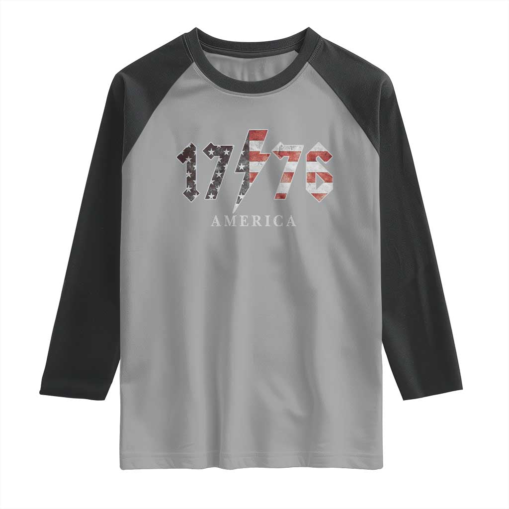 Patriotic 4th Of July 1776 America Classic Rock Raglan Shirt Vintage American Flag TS11 Sport Gray Black Print Your Wear