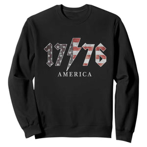 Patriotic 4th Of July 1776 America Classic Rock Sweatshirt Vintage American Flag TS11 Black Print Your Wear