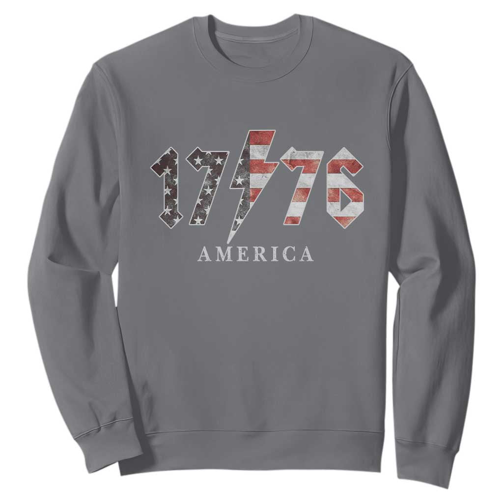Patriotic 4th Of July 1776 America Classic Rock Sweatshirt Vintage American Flag TS11 Charcoal Print Your Wear