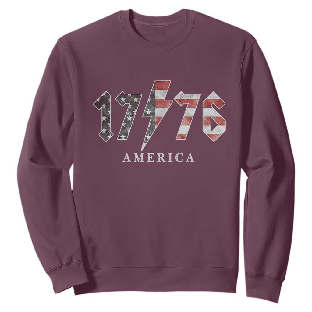 Patriotic 4th Of July 1776 America Classic Rock Sweatshirt Vintage American Flag TS11 Maroon Print Your Wear
