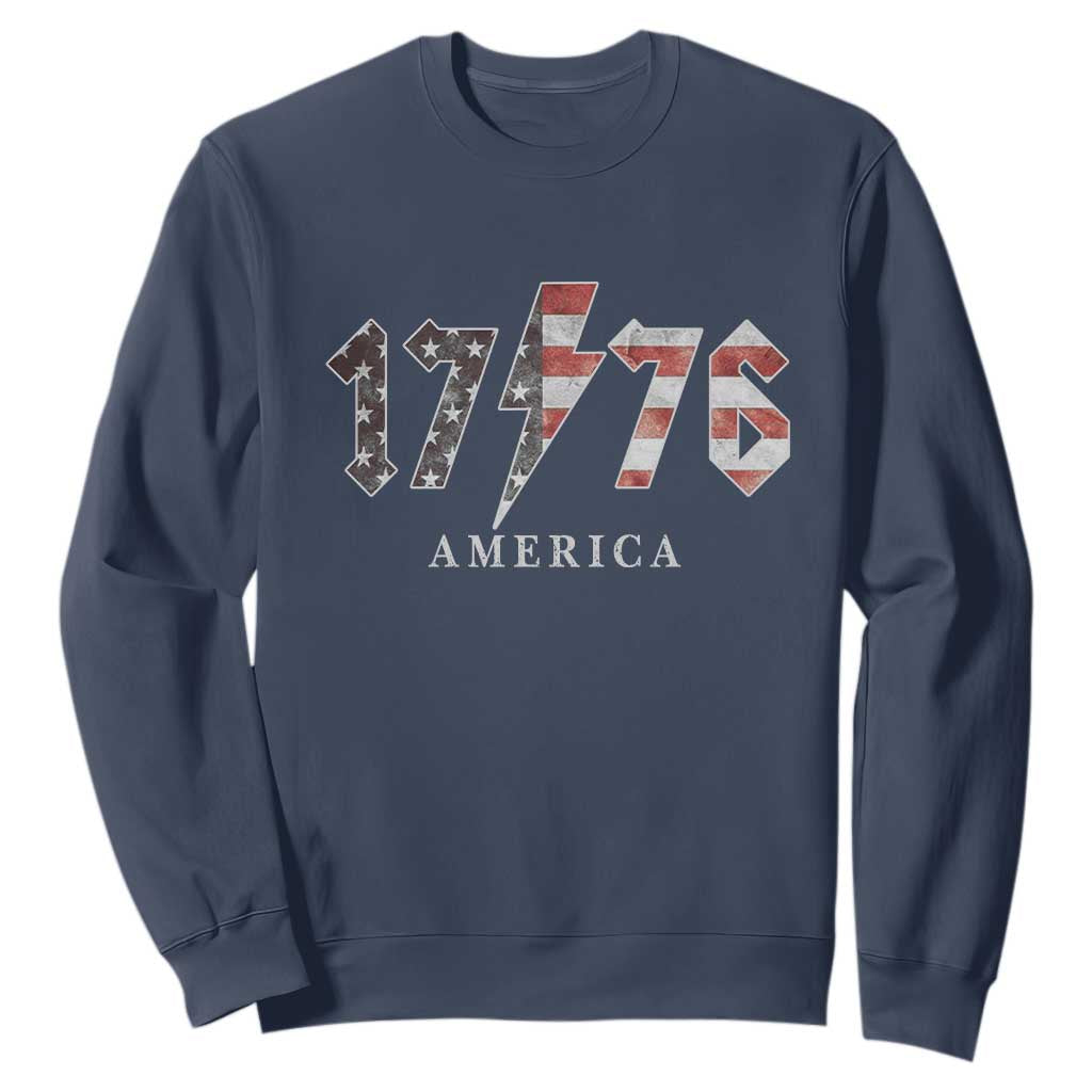 Patriotic 4th Of July 1776 America Classic Rock Sweatshirt Vintage American Flag TS11 Navy Print Your Wear