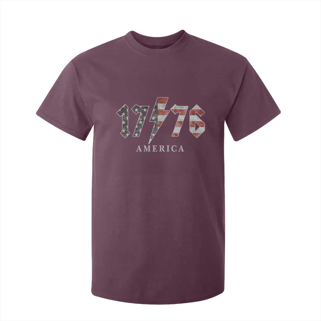 Patriotic 4th Of July 1776 America Classic Rock T Shirt For Kid Vintage American Flag TS11 Maroon Print Your Wear