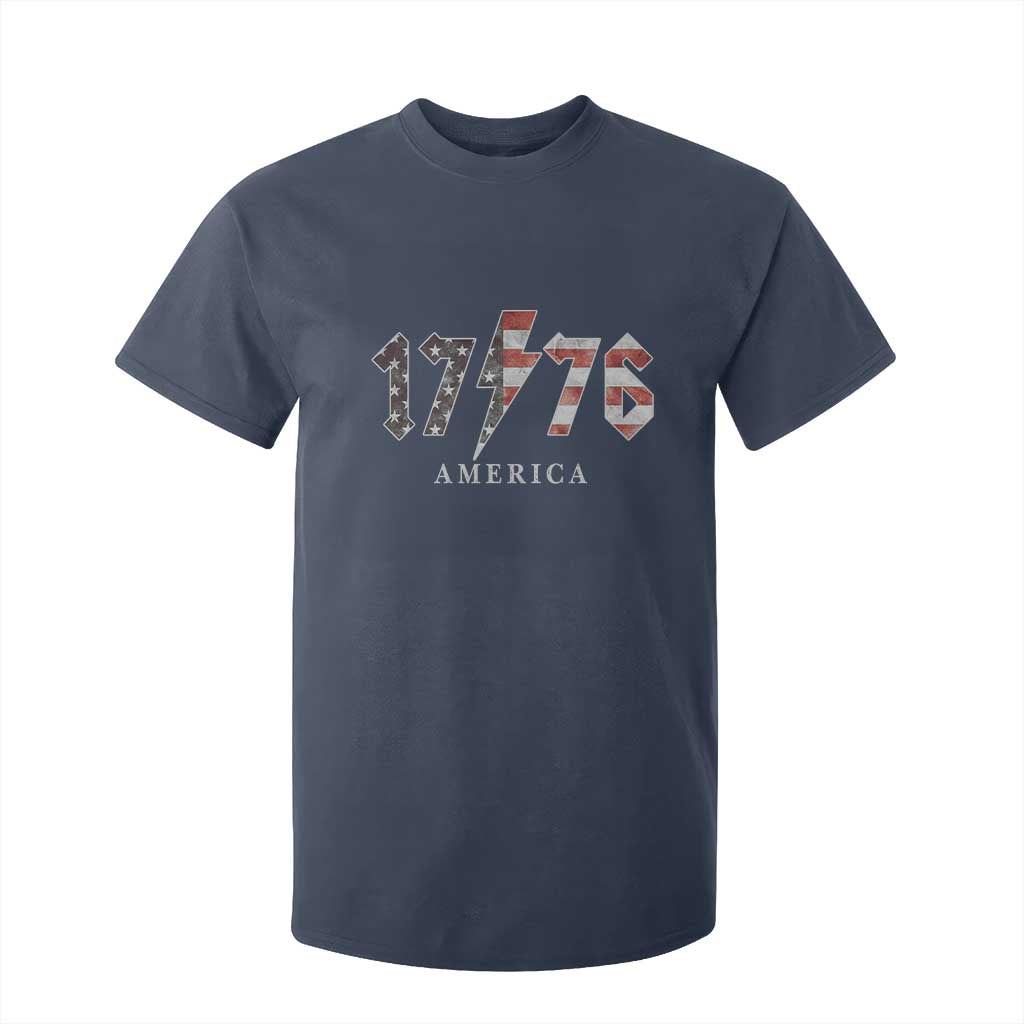 Patriotic 4th Of July 1776 America Classic Rock T Shirt For Kid Vintage American Flag TS11 Navy Print Your Wear