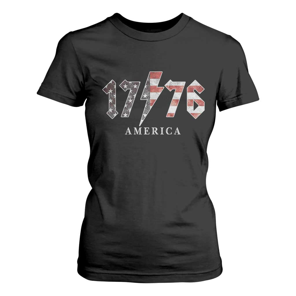 Patriotic 4th Of July 1776 America Classic Rock T Shirt For Women Vintage American Flag TS11 Black Print Your Wear