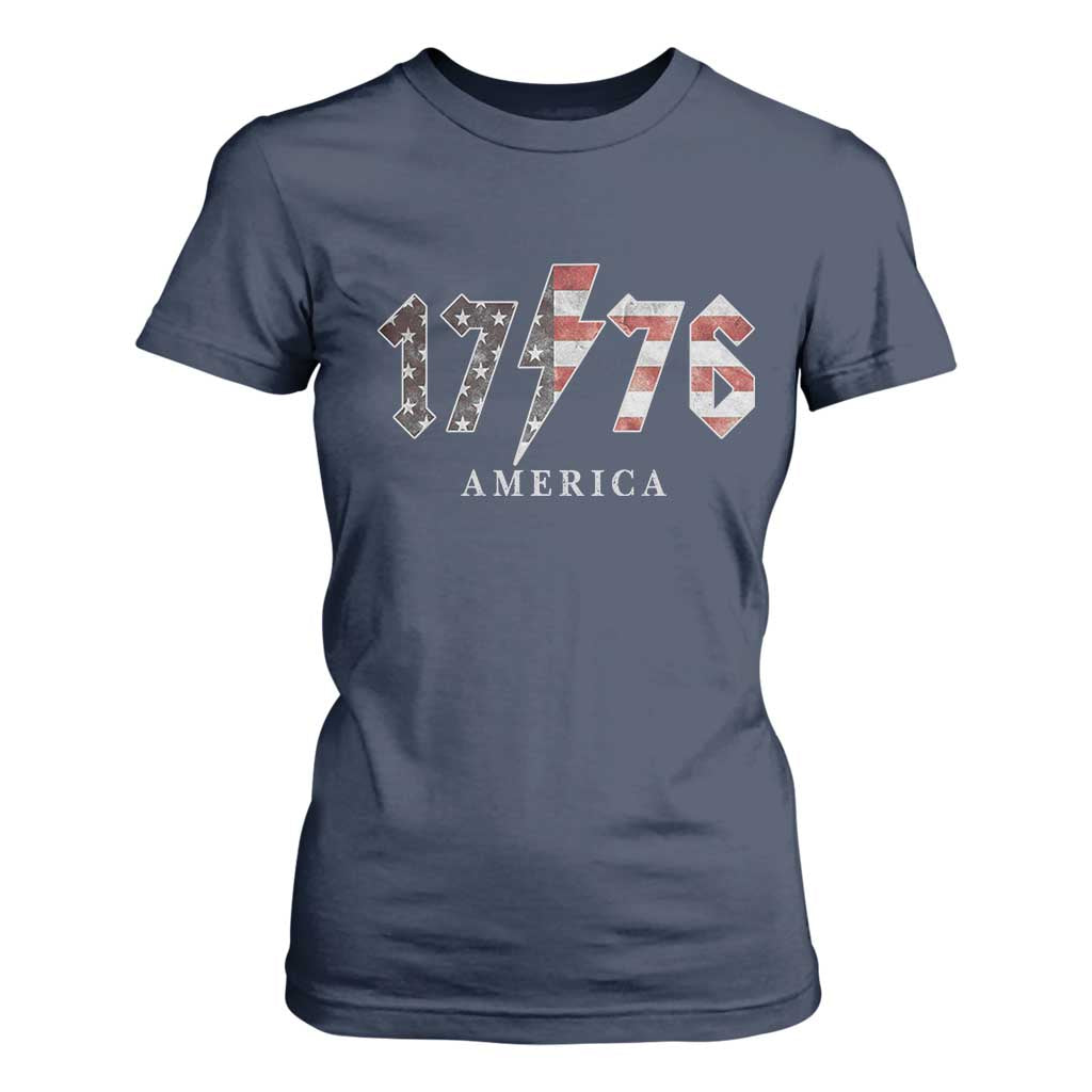 Patriotic 4th Of July 1776 America Classic Rock T Shirt For Women Vintage American Flag TS11 Navy Print Your Wear