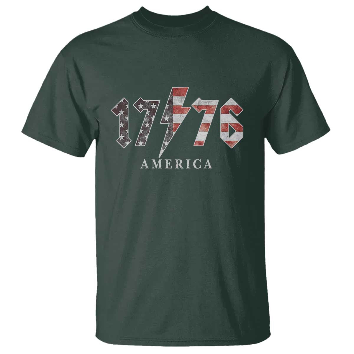 Patriotic 4th Of July 1776 America Classic Rock T Shirt Vintage American Flag TS11 Dark Forest Green Print Your Wear