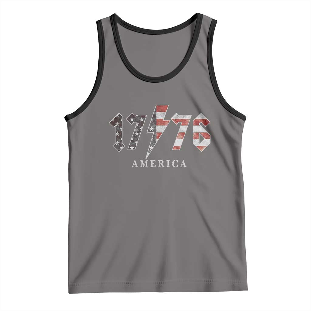 Patriotic 4th Of July 1776 America Classic Rock Tank Top Vintage American Flag TS11 Deep Heather Black Print Your Wear