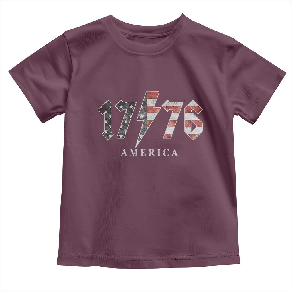 Patriotic 4th Of July 1776 America Classic Rock Toddler T Shirt Vintage American Flag TS11 Maroon Print Your Wear