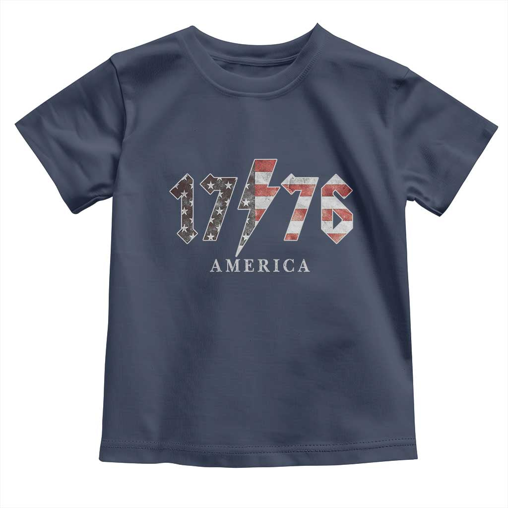 Patriotic 4th Of July 1776 America Classic Rock Toddler T Shirt Vintage American Flag TS11 Navy Print Your Wear
