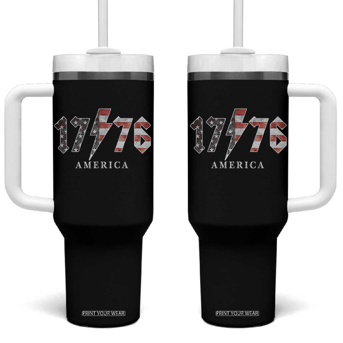 Patriotic 4th Of July 1776 America Classic Rock Tumbler With Handle Vintage American Flag TS11 One Size: 40 oz Black Print Your Wear