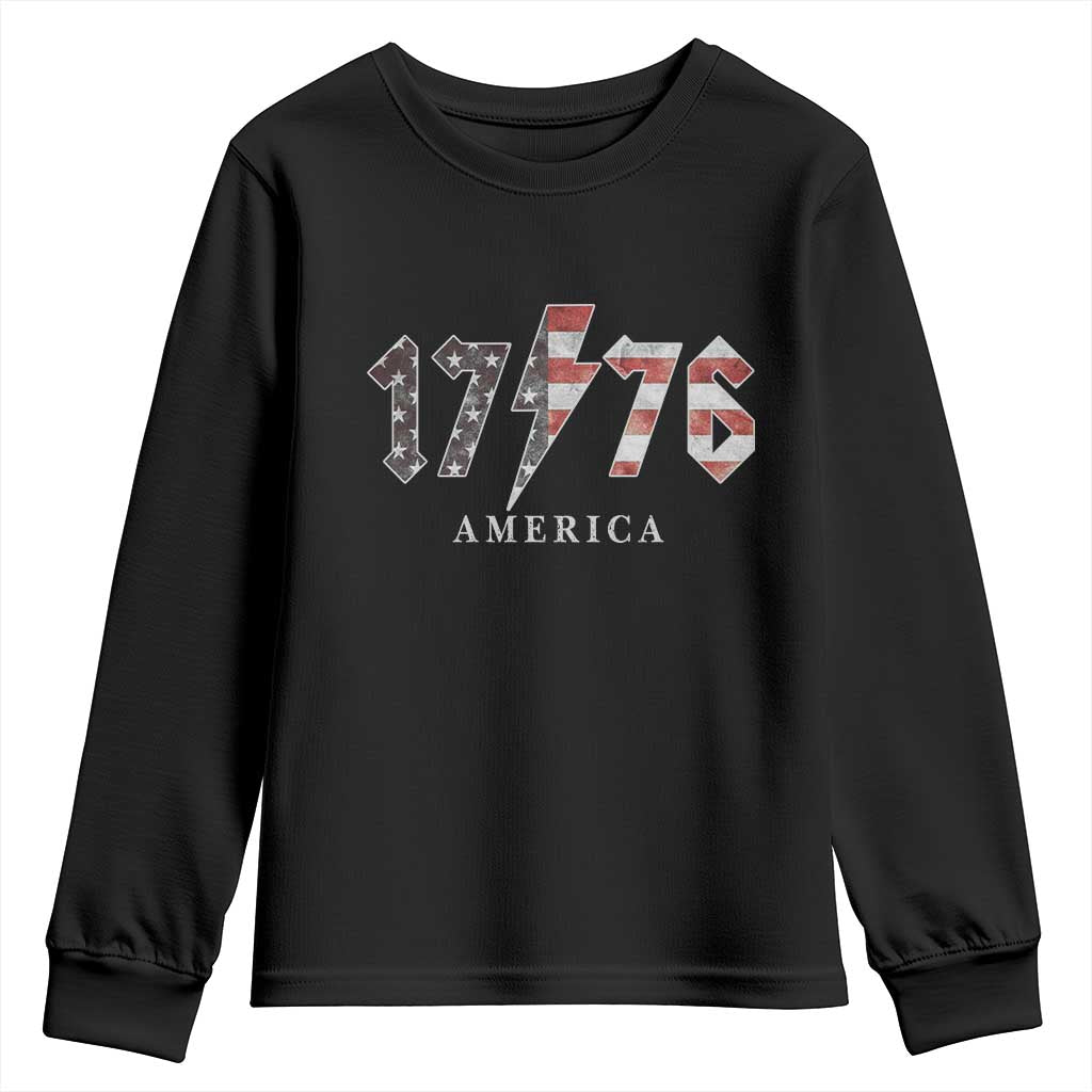 Patriotic 4th Of July 1776 America Classic Rock Youth Sweatshirt Vintage American Flag TS11 Black Print Your Wear
