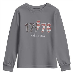 Patriotic 4th Of July 1776 America Classic Rock Youth Sweatshirt Vintage American Flag TS11 Charcoal Print Your Wear