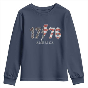 Patriotic 4th Of July 1776 America Classic Rock Youth Sweatshirt Vintage American Flag TS11 Navy Print Your Wear