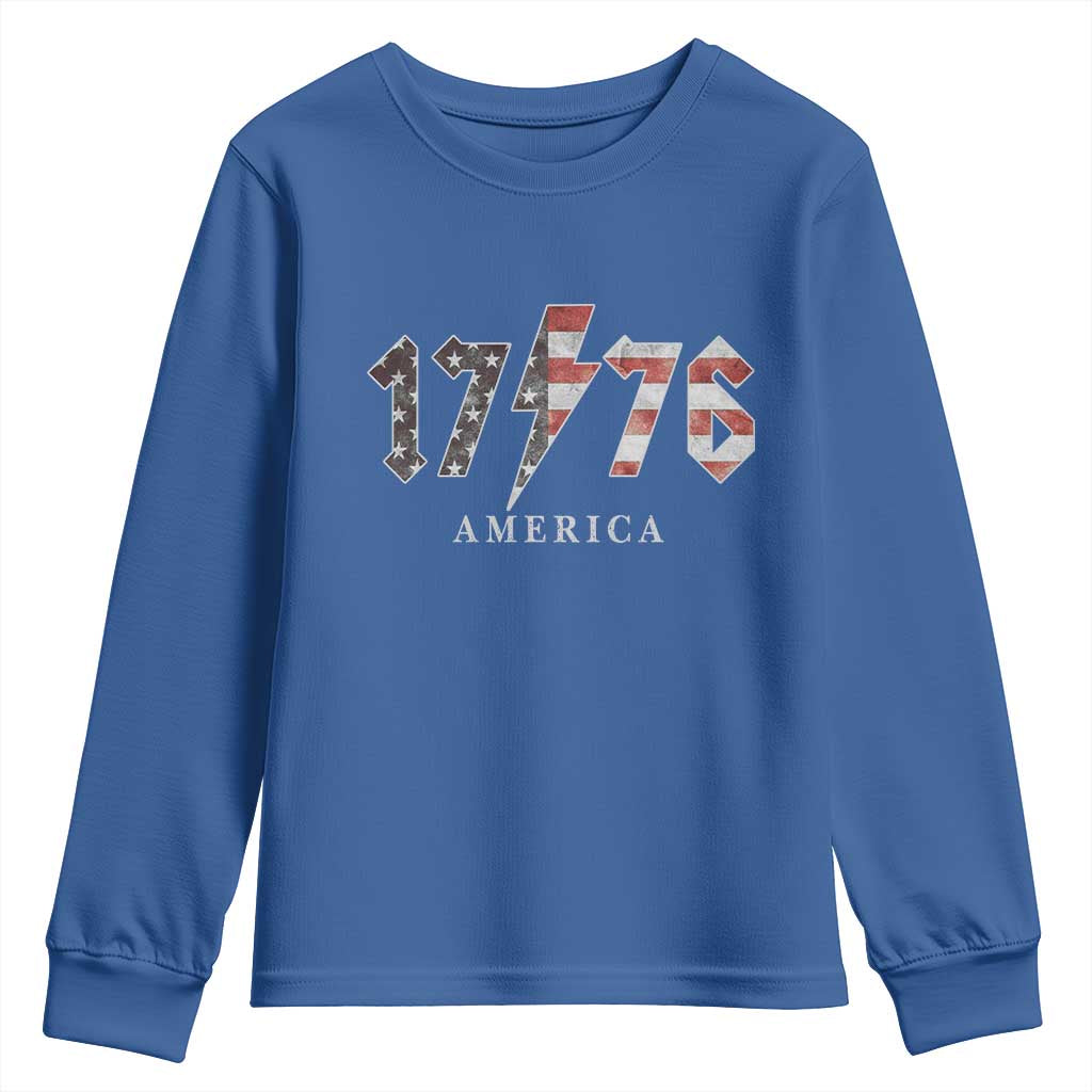 Patriotic 4th Of July 1776 America Classic Rock Youth Sweatshirt Vintage American Flag TS11 Royal Blue Print Your Wear