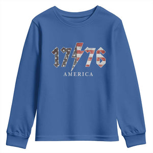 Patriotic 4th Of July 1776 America Classic Rock Youth Sweatshirt Vintage American Flag TS11 Royal Blue Print Your Wear