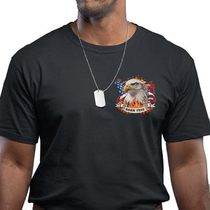 Patriotic American Eagle Freedom Tour 1776 T Shirt Born Free US Flag TS02 (Front & Back) Print Your Wear
