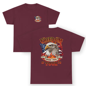 Patriotic American Eagle Freedom Tour 1776 T Shirt Born Free US Flag TS02 (Front & Back) Maroon Print Your Wear