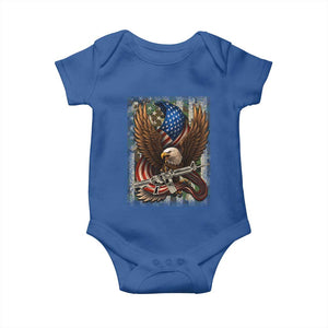 Patriotic Armed Eagle with Camo Flag Baby Onesie Military Patriotic USA Defense TS02 Royal Blue Print Your Wear