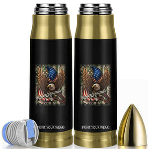 Patriotic Armed Eagle with Camo Flag Bullet Tumbler Military Patriotic USA Defense TS02 Black Print Your Wear