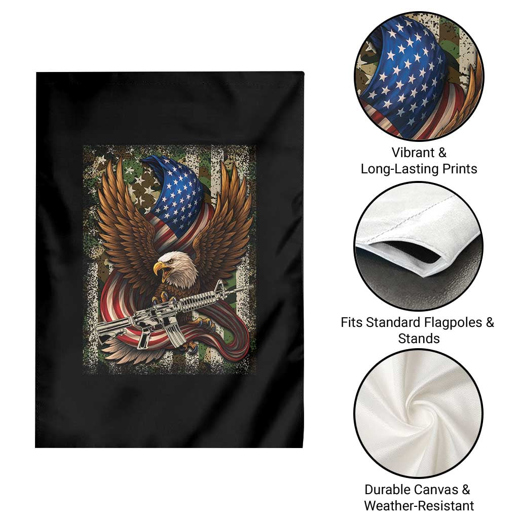Patriotic Armed Eagle with Camo Flag Garden Flag Military Patriotic USA Defense TS02 Print Your Wear