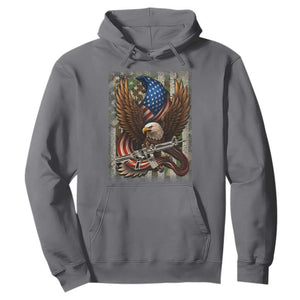 Patriotic Armed Eagle with Camo Flag Hoodie Military Patriotic USA Defense TS02 Charcoal Print Your Wear