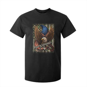 Patriotic Armed Eagle with Camo Flag T Shirt For Kid Military Patriotic USA Defense TS02 Black Print Your Wear