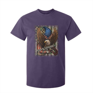 Patriotic Armed Eagle with Camo Flag T Shirt For Kid Military Patriotic USA Defense TS02 Purple Print Your Wear