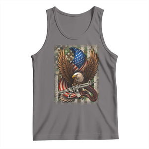Patriotic Armed Eagle with Camo Flag Tank Top Military Patriotic USA Defense TS02 Deep Heather Print Your Wear