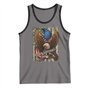Patriotic Armed Eagle with Camo Flag Tank Top Military Patriotic USA Defense TS02 Deep Heather Black Print Your Wear